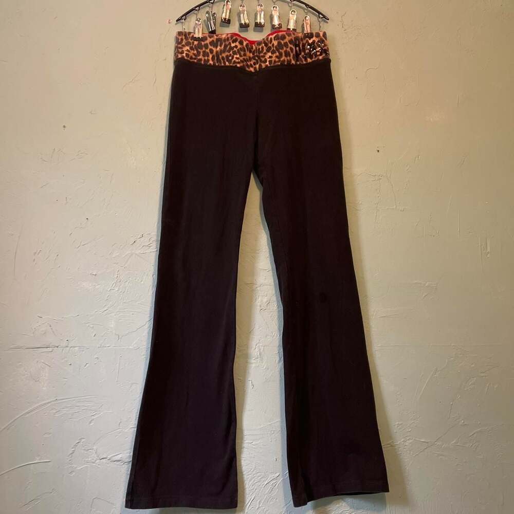 Victoria's Secret PINK Leopard Print Sequin Spell Out Flare Yoga Pants